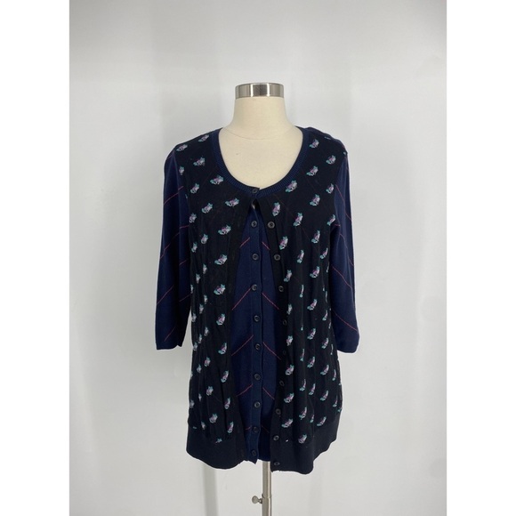 Anthropologie Moth Pistriped Fox pattern Vest Cardigan - Picture 1 of 11